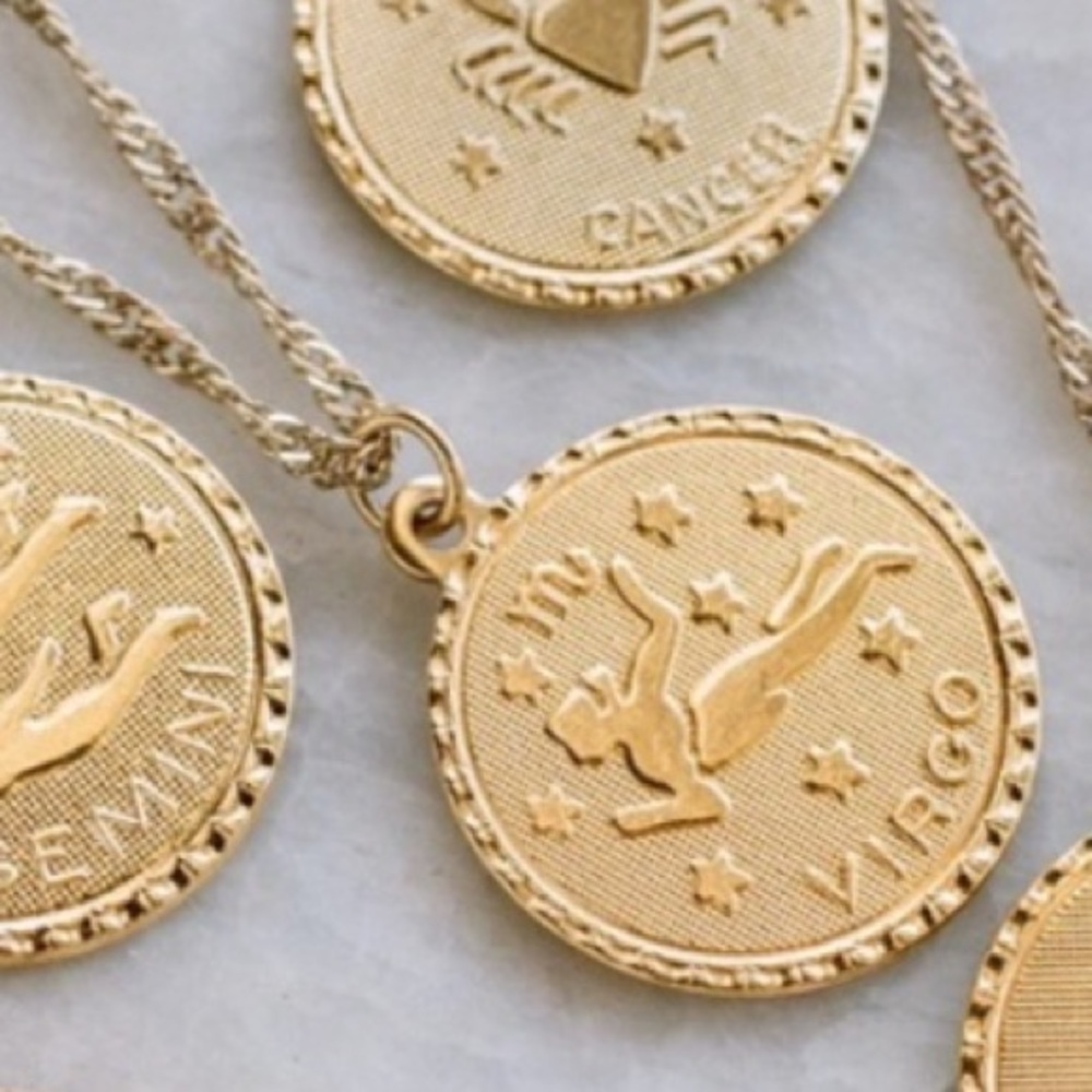 10k Gold Plated Ascending Zodiac Pendant Necklace, Virgo